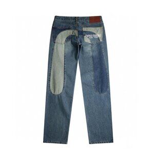 Deconstruction Fabric Blocking Daicock Carrot Fit Denim Jeans Women's